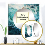 Aqua Blue And White Serenity Swirl - Abstract Wall Mirror