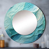 Aqua Blue And White Serenity Swirl I - Abstract Wall Mirror