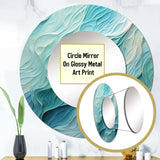 Aqua Blue And White Serenity Swirl I - Abstract Wall Mirror