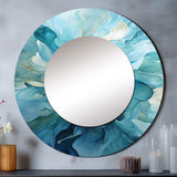 Aqua Blue And White Serenity Swirl IV - Abstract Wall Mirror