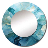 Aqua Blue And White Serenity Swirl IV - Abstract Wall Mirror