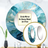 Aqua Blue And White Serenity Swirl IV - Abstract Wall Mirror