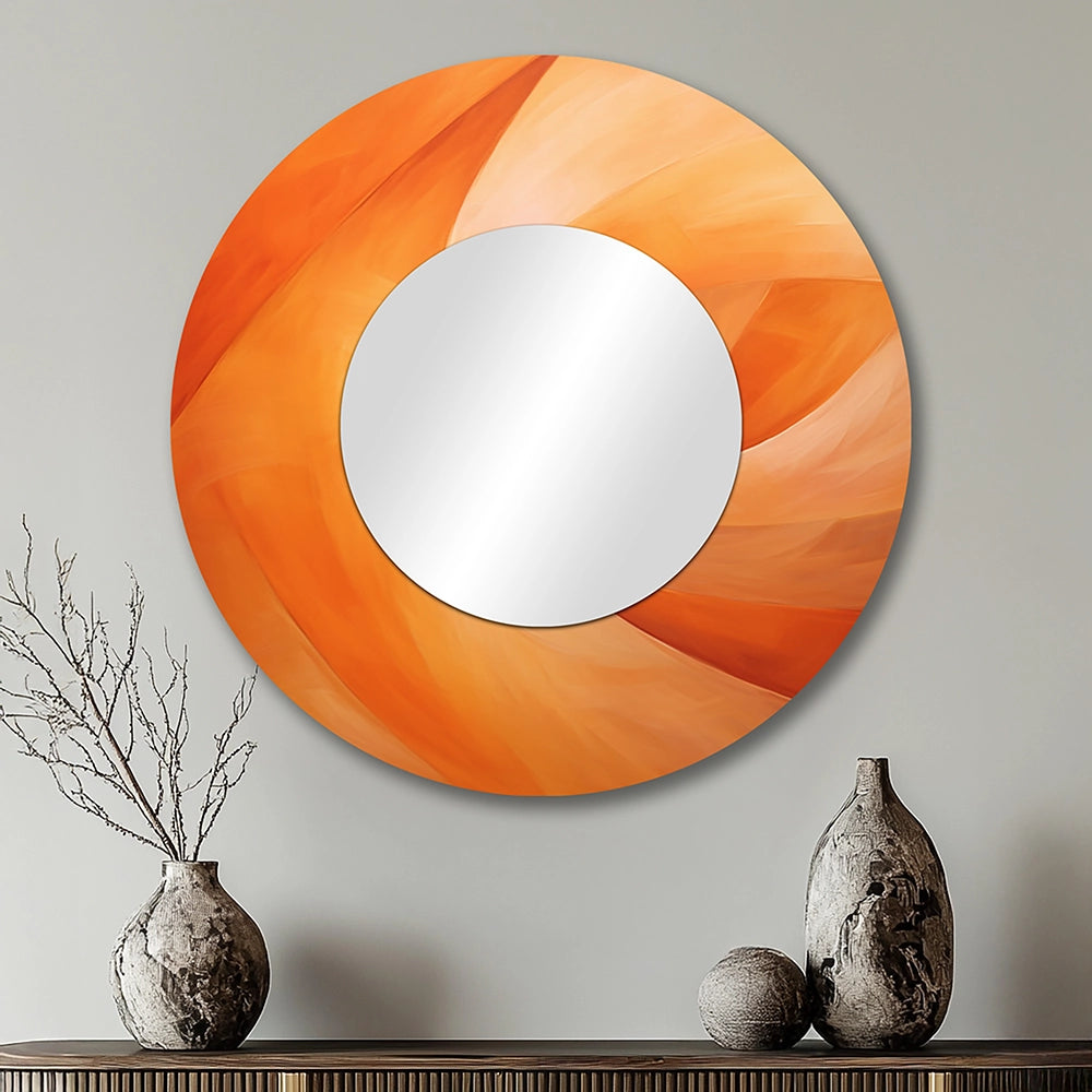 Modern Decorative Mirror - Tangerine Twist Spriral - Print on Metal