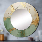 Green Gold Minimalism Poteries - Abstract Wall Mirror