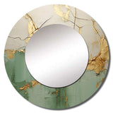 Green Gold Minimalism Poteries - Abstract Wall Mirror