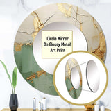 Green Gold Minimalism Poteries - Abstract Wall Mirror