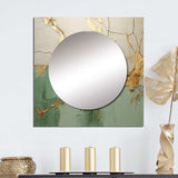 Green Gold Minimalism Poteries - Abstract Wall Mirror