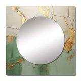 Green Gold Minimalism Poteries - Abstract Wall Mirror