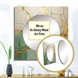 Green Gold Minimalism Poteries - Abstract Wall Mirror