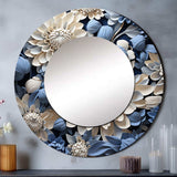 Pure White And Blue Chrysanthemums Beauty - Floral Wall Mirror