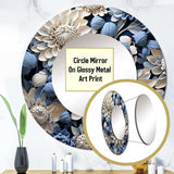 Pure White And Blue Chrysanthemums Beauty - Floral Wall Mirror