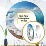 Turquoise Power Of Ocean Wave I - Coastal Wall Mirror