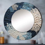 Under Water Blue And White Corals Collag - Coastal Wall Mirror