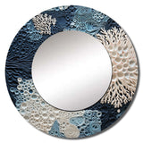 Under Water Blue And White Corals Collag - Coastal Wall Mirror