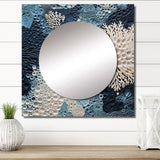 Under Water Blue And White Corals Collag - Coastal Wall Mirror