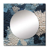 Under Water Blue And White Corals Collag - Coastal Wall Mirror