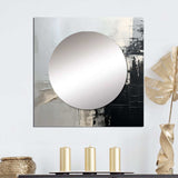 Grey And Black Paint Corner - Abstract Wall Mirror