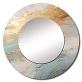 Golden And Blue Beach Tranquility IV - Coastal Wall Mirror