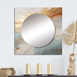 Golden And Blue Beach Tranquility IV - Coastal Wall Mirror