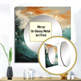 Modern Coastal Blue And Gold Wave - Coastal Wall Mirror