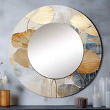 Modern Golden Beige Plam Tree I - Coastal Wall Mirror