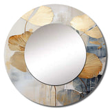 Modern Golden Beige Plam Tree I - Coastal Wall Mirror