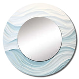 Blue And White Simplicity Wave - Abstract Wall Mirror