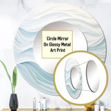 Blue And White Simplicity Wave - Abstract Wall Mirror