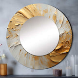 Gold And Beige Soft Wave Paint - Abstract Wall Mirror