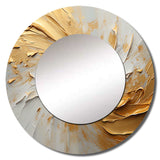 Gold And Beige Soft Wave Paint - Abstract Wall Mirror