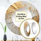 Gold And Beige Soft Wave Paint - Abstract Wall Mirror