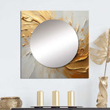 Gold And Beige Soft Wave Paint - Abstract Wall Mirror