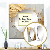 Gold And Beige Soft Wave Paint - Abstract Wall Mirror