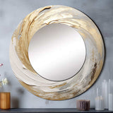 Gold And White Soft Wave Vortex III - Abstract Wall Mirror