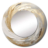 Gold And White Soft Wave Vortex III - Abstract Wall Mirror