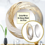 Gold And White Soft Wave Vortex III - Abstract Wall Mirror