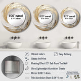 Gold And White Soft Wave Vortex III - Abstract Wall Mirror