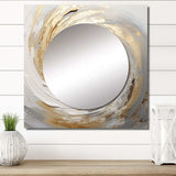 Gold And White Soft Wave Vortex III - Abstract Wall Mirror