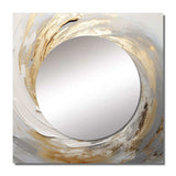 Gold And White Soft Wave Vortex III - Abstract Wall Mirror