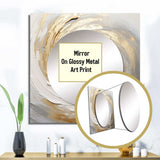 Gold And White Soft Wave Vortex III - Abstract Wall Mirror