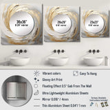 Gold And White Soft Wave Vortex III - Abstract Wall Mirror