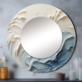 White And Blue Wave Papercut Style - Coastal Wall Mirror