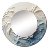 White And Blue Wave Papercut Style - Coastal Wall Mirror