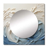 White And Blue Wave Papercut Style - Coastal Wall Mirror