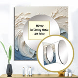 White And Blue Wave Papercut Style - Coastal Wall Mirror