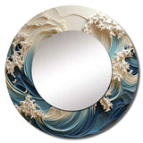 White And Blue Wave Papercut Style III - Coastal Wall Mirror