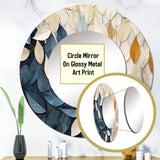 Beige And Blue Minimalism Leaves Collage - Floral Wall Mirror