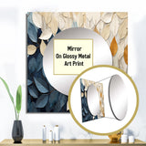 Beige And Blue Minimalism Leaves Collage - Floral Wall Mirror