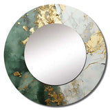 Gold And Green Paint Fusion - Abstract Wall Mirror