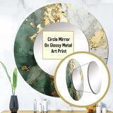 Gold And Green Paint Fusion - Abstract Wall Mirror